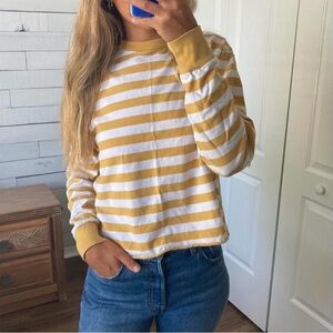 Brandy Melville Yellow and White Striped Long Sleeve Shirt